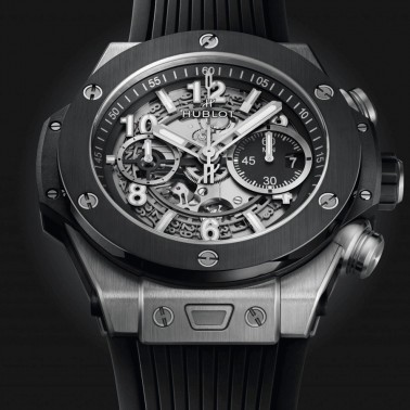 Hublot Big Bang Unico Titanium Ceramic automatic watch skeleton dial black rubber strap 44 mm 421.NM.1170.RX