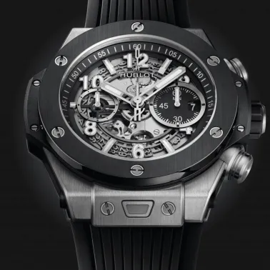 Montre Hublot Big Bang Unico Titanium Ceramic automatique cadran squelette 44 mm 421.NM.1170.RX