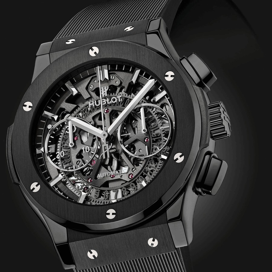 Hublot Classic Fusion Aerofusion Black Magic automatic watch skeleton dial 45 mm 525.CM.0170.RX