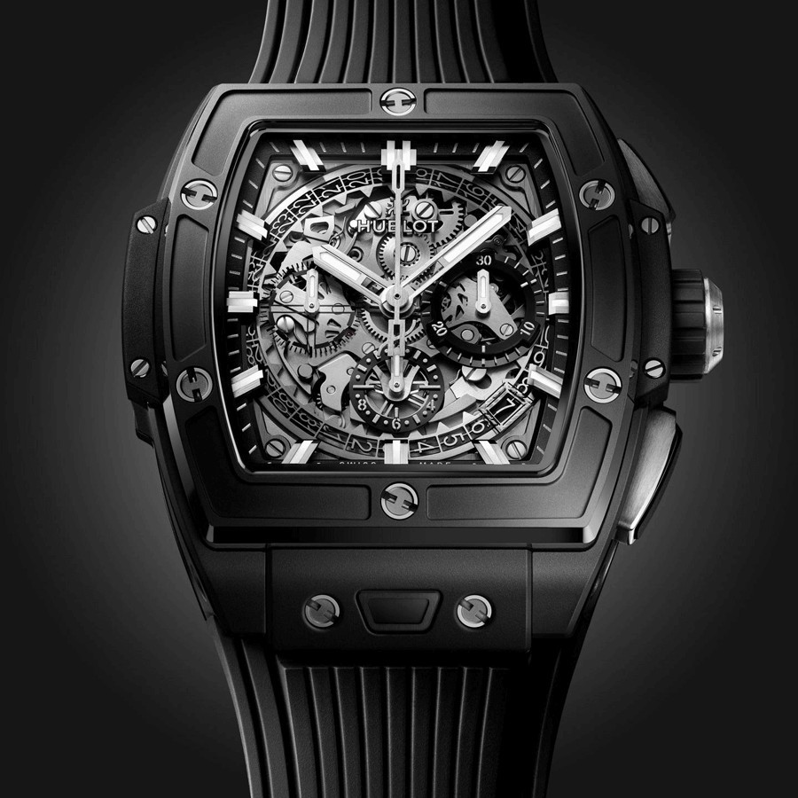 Montre Hublot Spirit Of Big Bang Black Magic automatique cadran squelette 42 mm 642.CI.0170.RX