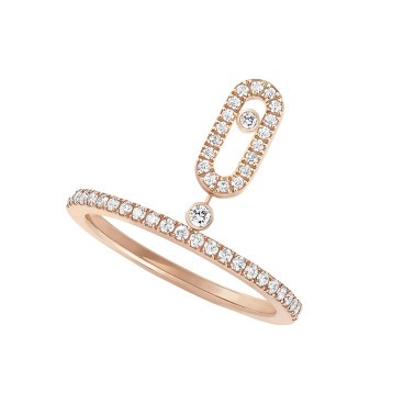 Bague Messika Move Uno Pampille Pavée en or rose et diamants 11163R