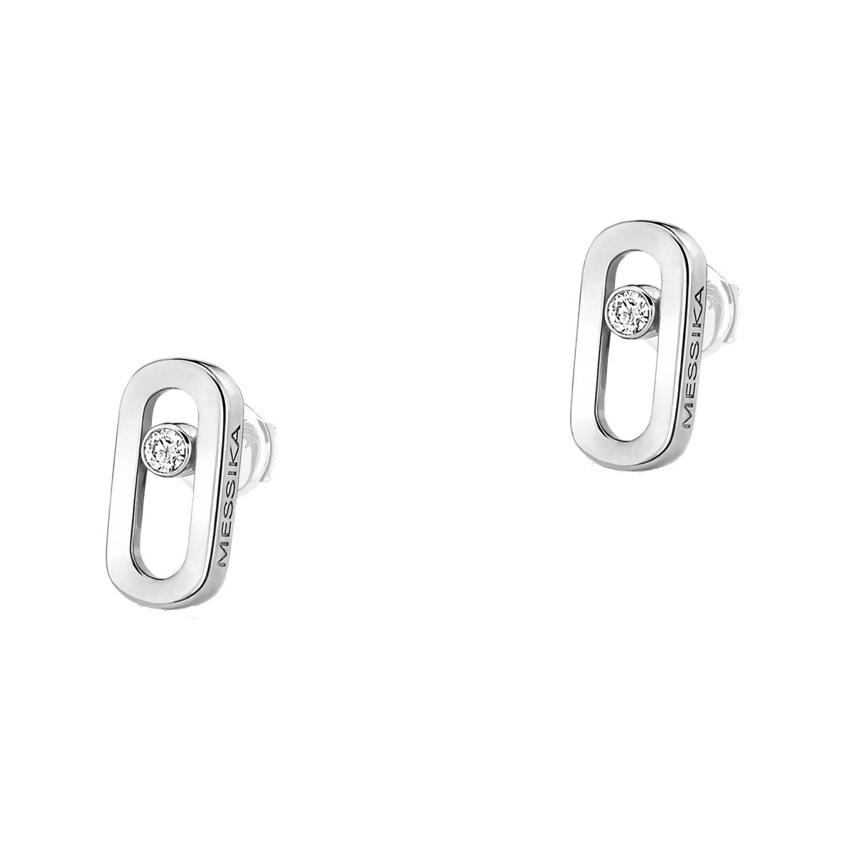 Puces Messika d'oreilles Move Uno en or blanc et diamant 12305G