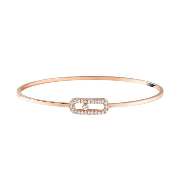 Messika Flex Move Uno Pavé band in pink gold and diamonds