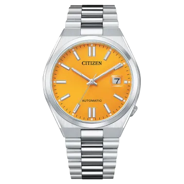 Montre Citizen Tsuyosa automatique cadran jaune bracelet acier 40 mm