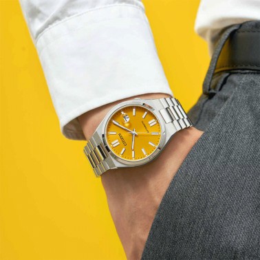 Citizen Tsuyosa automatic watch yellow dial steel bracelet 40 mm