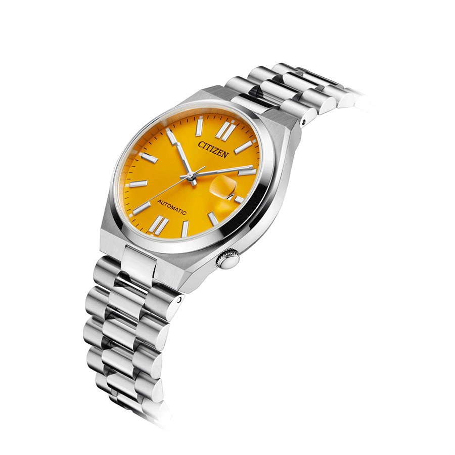 Citizen Tsuyosa automatic watch yellow dial steel bracelet 40 mm