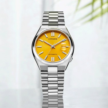Citizen Tsuyosa automatic watch yellow dial steel bracelet 40 mm