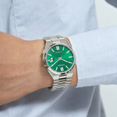 Montre Citizen Tsuyosa automatique cadran vert bracelet acier 40 mm