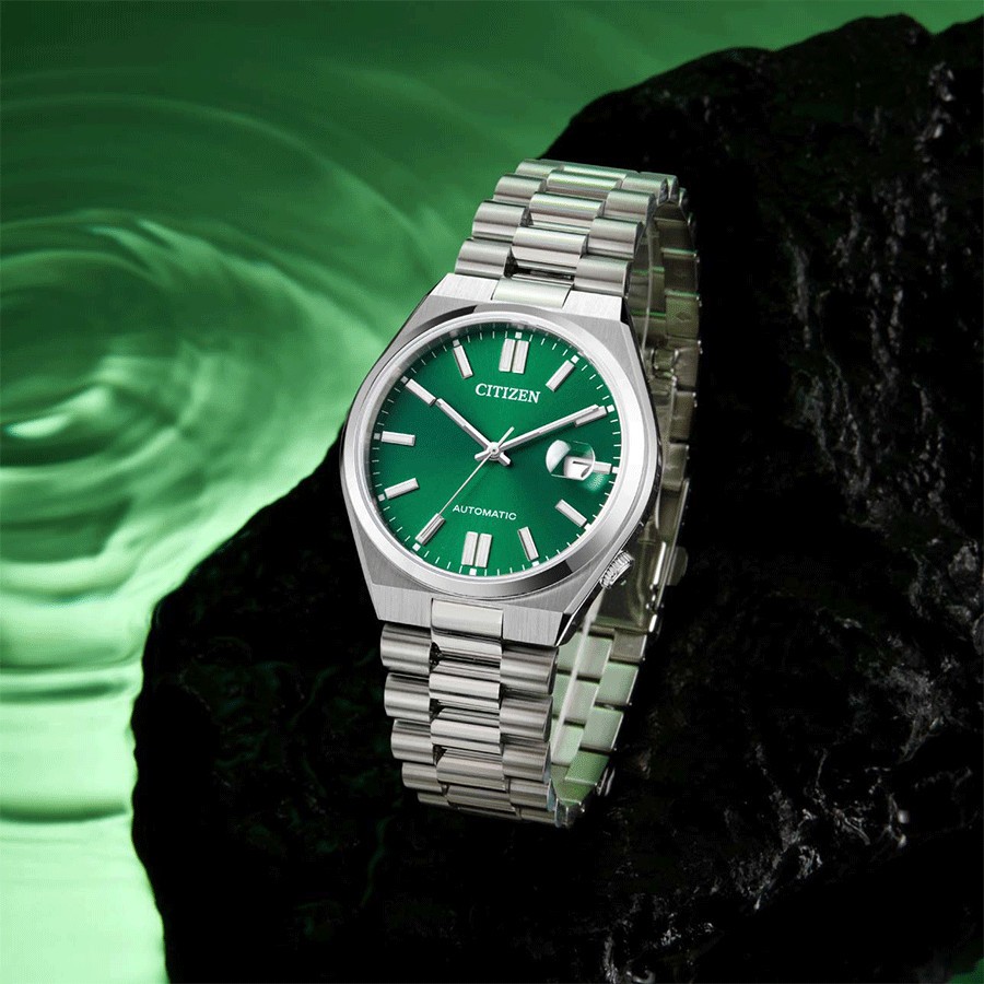 Montre Citizen Tsuyosa automatique cadran vert bracelet acier 40 mm