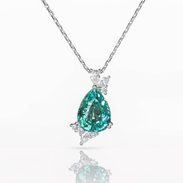 Lepage La Lagoon necklace in white gold, tourmaline and diamonds 