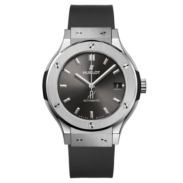 Hublot Classic Fusion Racing Grey Titanium automatic watch grey dial grey rubber strap 38 mm 565.NX.7071.RX