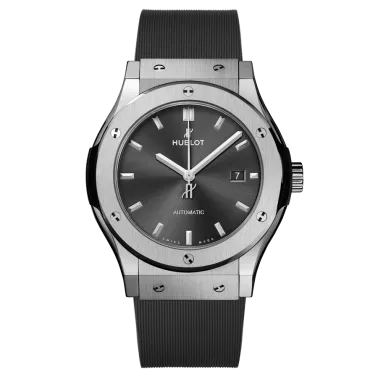 Montre Hublot Classic Fusion Racing Grey Titanium automatique cadran gris bracelet caoutchouc gris 42 mm 542.NX.7071.RX