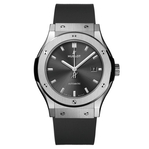 Hublot Classic Fusion Racing Grey Titanium automatic watch grey dial grey rubber strap 42 mm 542.NX.7071.RX