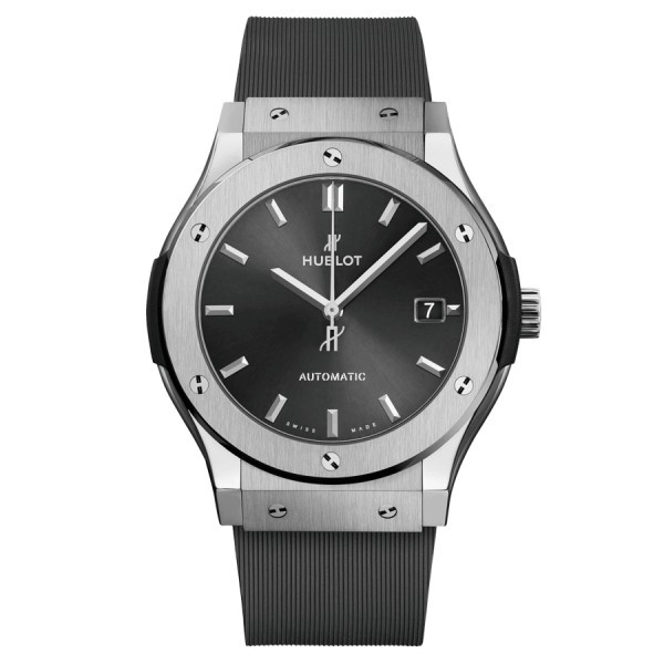 Hublot Classic Fusion Racing Grey Titanium automatic watch grey dial grey rubber strap 45 mm 511.NX.7071.RX