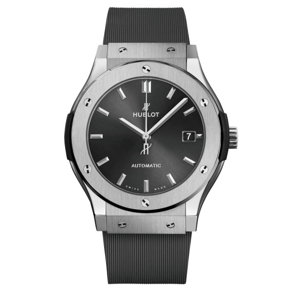 Montre Hublot Classic Fusion Racing Grey Titanium automatique cadran gris bracelet caoutchouc gris 45 mm 511.NX.7071.RX