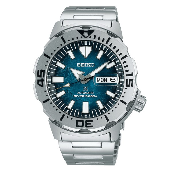 Montre Seiko Prospex Automatique Diver's "Monster" Save The Ocean cadran bleu bracelet acier 42,4 mm