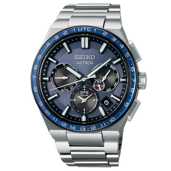 Seiko Astron GPS Solar 5X53 Dual-time titanium dial blue titanium bracelet 42.7 mm