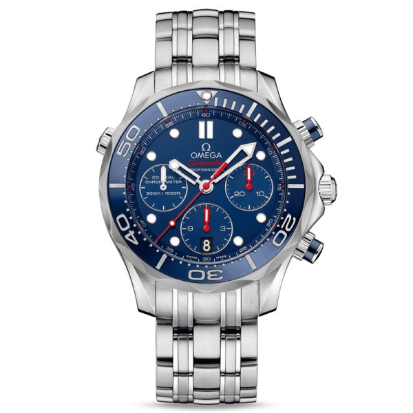 Montre Omega Seamaster Diver 300m automatique chronographe Co-Axial cadran bleu bracelet acier 41,5 mm - SOLDAT PL