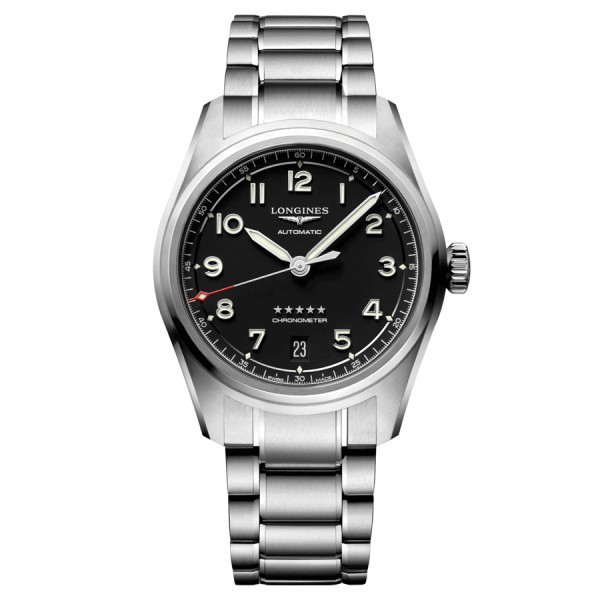 Longines Spirit automatic watch black dial steel bracelet 37 mm L3.410.4.53.6