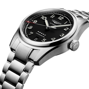 Montre Longines Spirit automatique cadran noir bracelet acier 37 mm L3.410.4.53.6