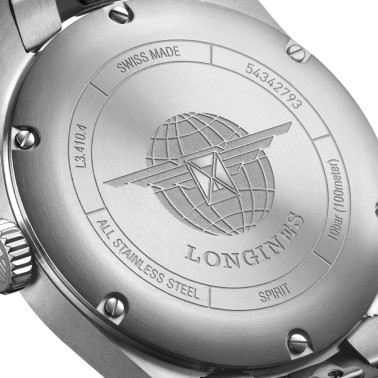 Montre Longines Spirit automatique cadran noir bracelet acier 37 mm L3.410.4.53.6