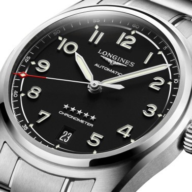 Montre Longines Spirit automatique cadran noir bracelet acier 37 mm L3.410.4.53.6