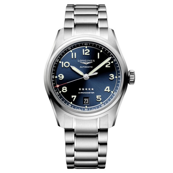 Longines Spirit automatic watch blue dial steel bracelet 37 mm L3.410.4.93.6