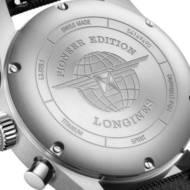 Montre Longines Spirit Pioneer Edition automatique cadran noir bracelet synthétique noir 42 mm L3.829.1.53.2