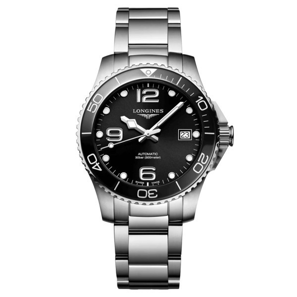 Longines HydroConquest automatic watch black dial steel bracelet 39 mm L3.780.4.56.6