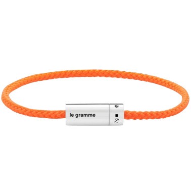 Bracelet Le Gramme Câble Le 7g en nato orange et argent lisse poli LG_CARPONOF051_05 