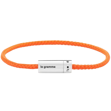 Bracelet Le Gramme Câble Le 7g en nato orange et argent lisse poli LG_CARPONOF051_05 