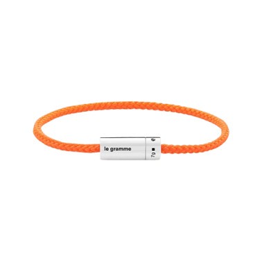 Bracelet Le Gramme Câble Le 7g en nato orange et argent lisse poli LG_CARPONOF051_05 