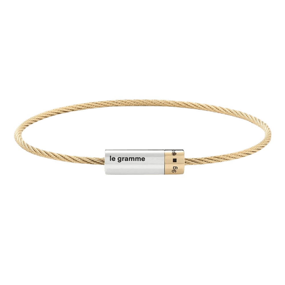 Bracelet Le Gramme Câble Le 9g en or jaune et argent lisse poli LG_COJPO052_09