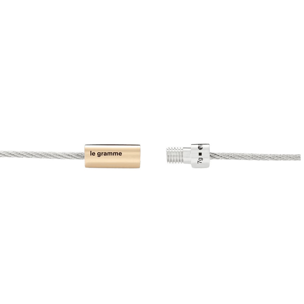 Bracelet Le Gramme Câble Le 7g en argent et or jaune lisse poli