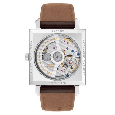 Montre NOMOS Tetra Neomatik Black automatique cadran noir bracelet cuir brun 33 mm 421.S4