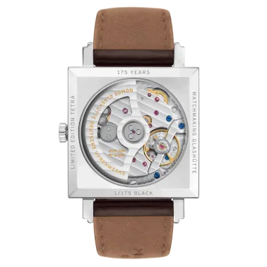 Montre NOMOS Tetra Neomatik Black automatique cadran noir bracelet cuir brun 33 mm 421.S4