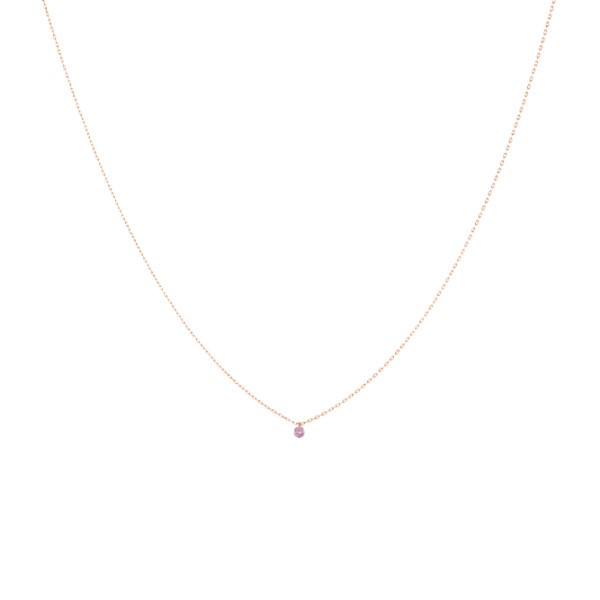 La Brune et La Blonde Mini Confetti necklace in rose gold and 0.13 carat pink saphirre