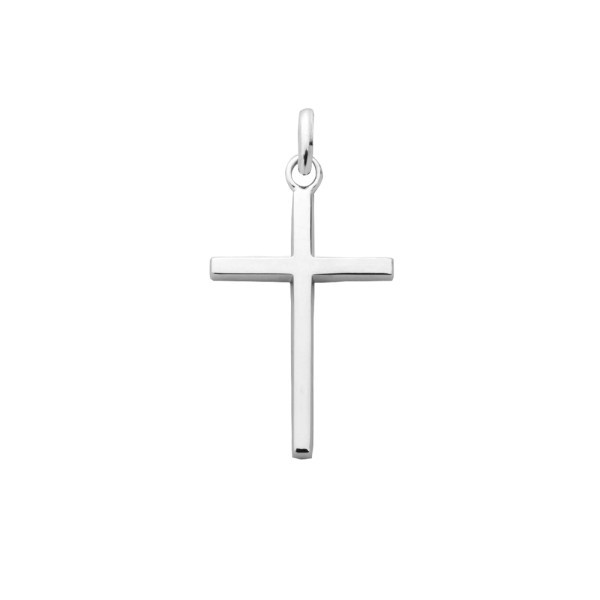 Pendentif Augis Croix Fil Carré en or blanc