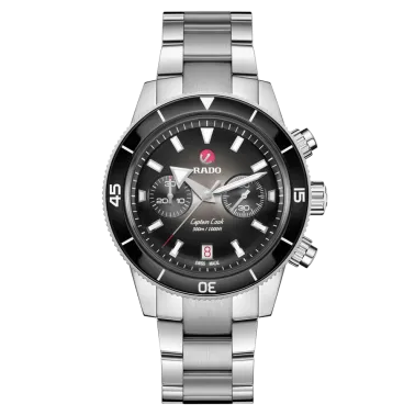 Rado Captain Cook watch Automatic Chronograph black dial steel bracelet 43 mm R32145158