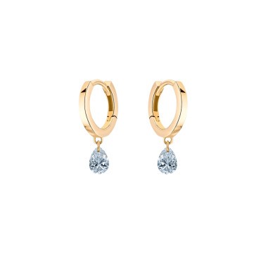 La Brune and La Blonde 360° hoop earrings in yellow gold and 2 x 0.20 ct pear cut diamonds