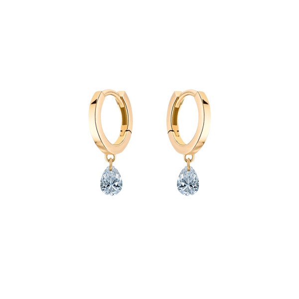 La Brune and La Blonde 360° hoop earrings in yellow gold and 2 x 0.20 ct pear cut diamonds