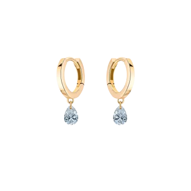 Créoles La Brune et La Blonde 360° en or jaune et 2 diamants taille poire 2 x 0,20 ct EA0090YGDI