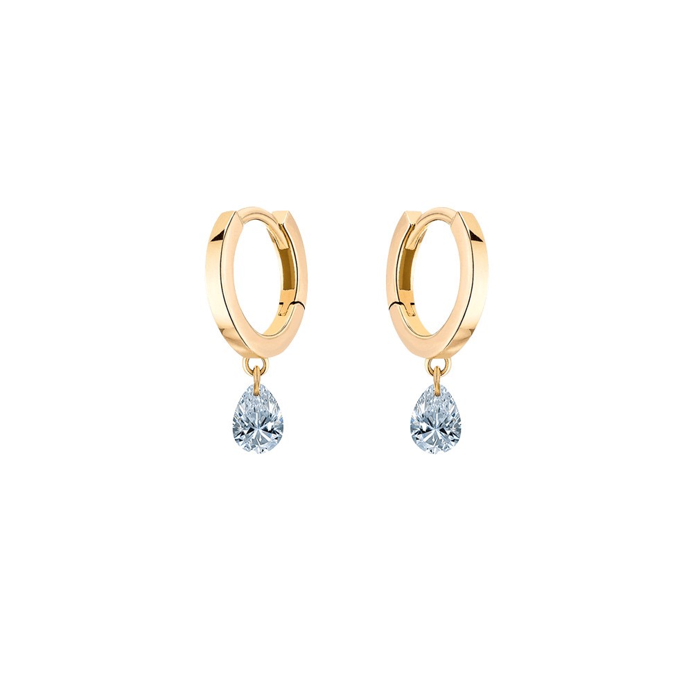 La Brune and La Blonde 360° hoop earrings in yellow gold and 2 x 0.20 ct pear cut diamonds