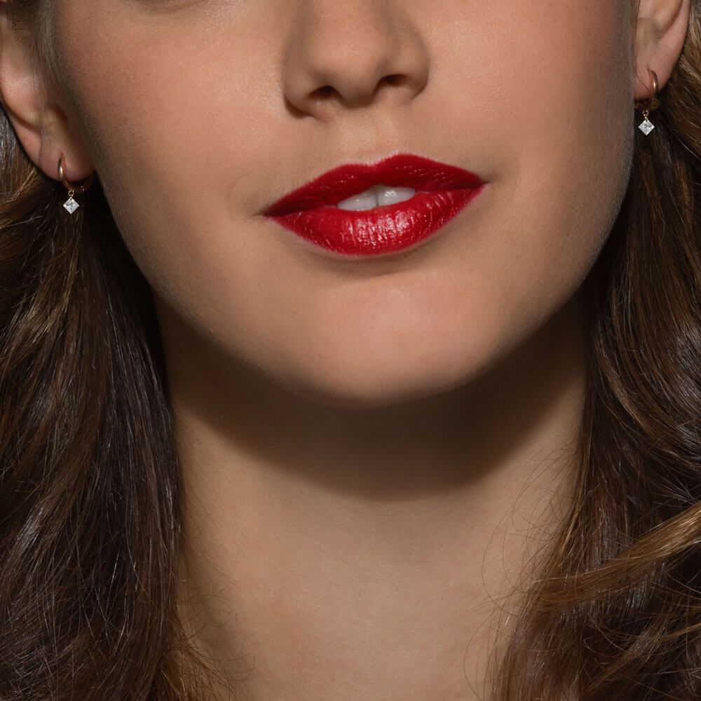 Créoles La Brune et La Blonde 360° en or blanc et 2 diamants taille princesse 2 x 0,20 ct EA0088WGDI