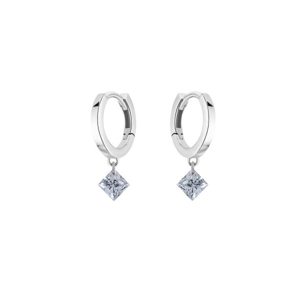 La Brune and La Blonde 360° hoop earrings in white gold and 2 x 0.20 ct princess cut diamonds