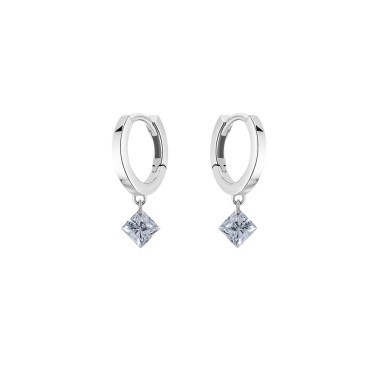 La Brune and La Blonde 360° hoop earrings in white gold and 2 x 0.20 ct princess cut diamonds