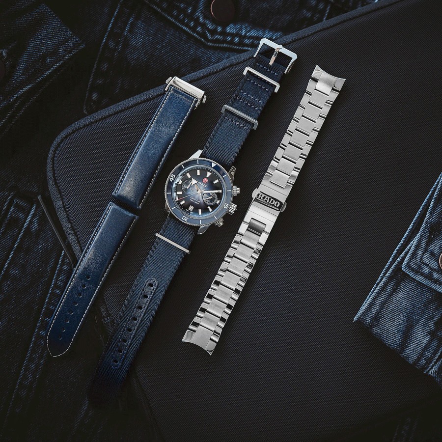 Montre Rado Captain Cook Chronographe automatique cadran bleu bracelet acier 43 mm R32145208