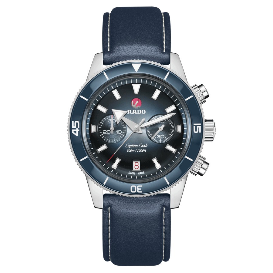 Montre Rado Captain Cook Chronographe automatique cadran bleu bracelet acier 43 mm R32145208