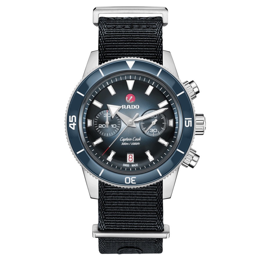 Montre Rado Captain Cook Chronographe automatique cadran bleu bracelet acier 43 mm R32145208