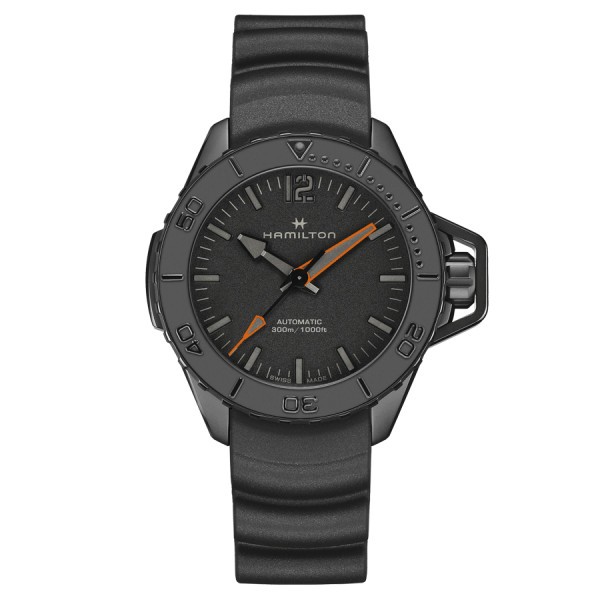 Hamilton Khaki Navy Frogman PVD Black automatic watch black dial black rubber strap 46 mm H77845330
